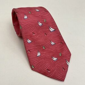 Vineyard Vines Silk Tie Pink Sailboats Preppy Classic Nautical 51.5"